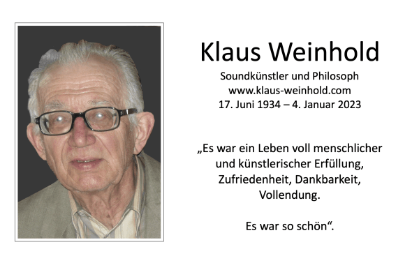 Traueranzeige Klaus Weinhold